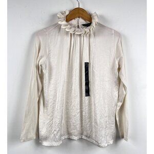 Banana Republic Cream Ruffle Neck Blouse